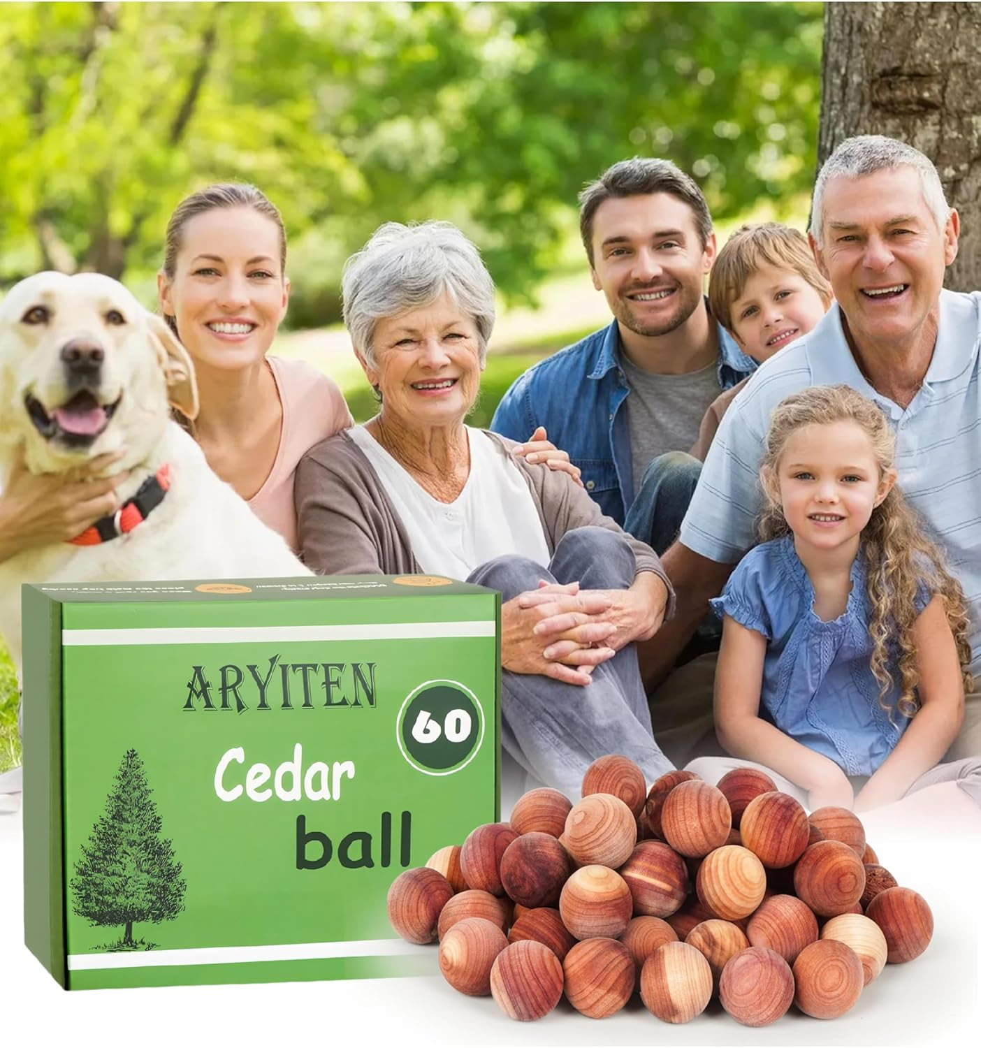Cedar Balls for Clothes Storage, Aromatic Scent Cedar Wood Balls for Kitchen, Closets Storage and Drawers Freshener, 60 Pack