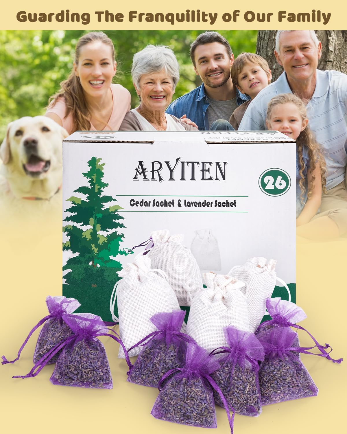 26 Pack Cedar Chips and Natural Dried Lavender Sachets Bags