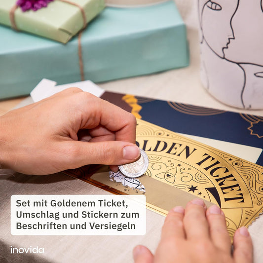 5sets Golden Ticket Voucher: Scratch Card to Fill Yourself - Scratch Cards Make Yourself - Golden Scratch Card - Golden Ticket Voucher Card - Personalised Gifts