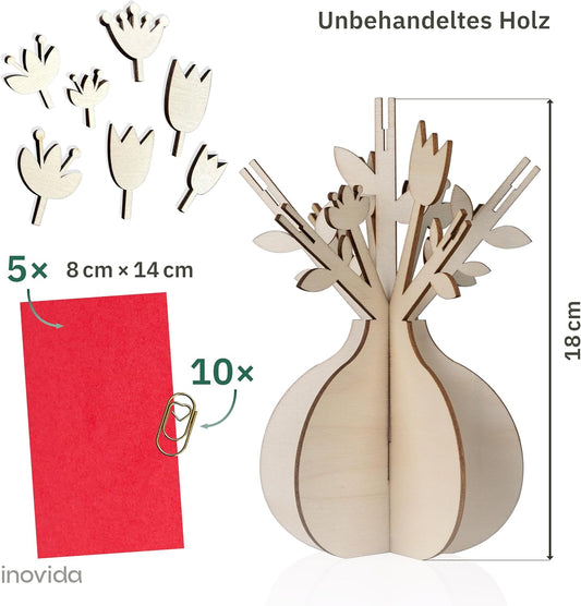 Money Gifts Birthday: Beautiful Wooden Flower Vase for Money Gifts Packaging - Birthday Card Money Gift Packaging - Money Tree for Wedding or Christmas