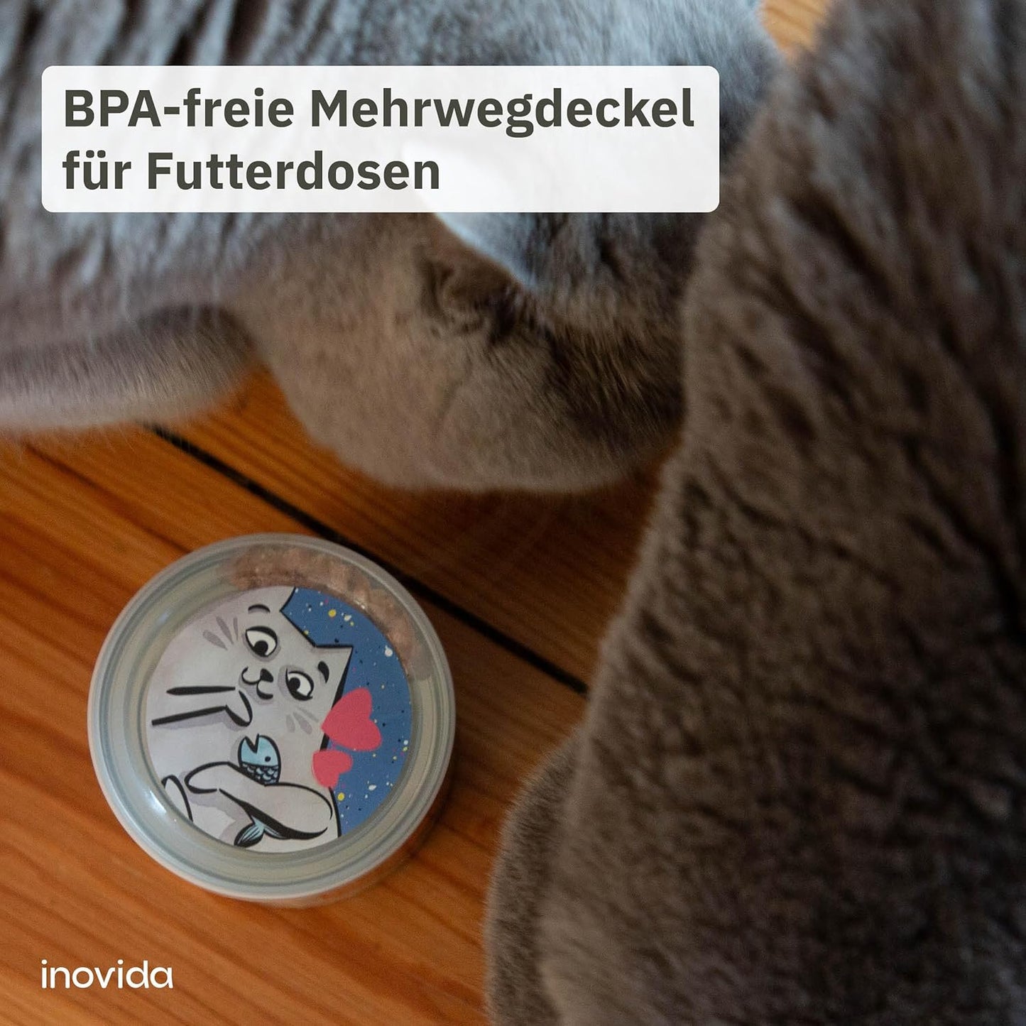 Can Lid Cat Food and Can Lid Dog Food: 4 Cat Food Lids and Dog Food Sealing Lid for Cans with 12 Stickers - 200 g and 400 g - BPA Free Can Stopper