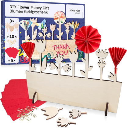 Money Gift Packaging: Wooden Flower Box as Money Gifts Packaging and Money Tree - Birthday Card Money Gifts for Birthday - Money Gift for Wedding and Christmas