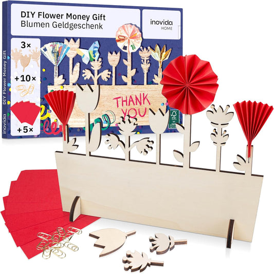 Money Gift Packaging: Wooden Flower Box as Money Gifts Packaging and Money Tree - Birthday Card Money Gifts for Birthday - Money Gift for Wedding and Christmas